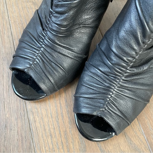 ANTONIO MELANI THEA WOMENS ANKLE BOOTIE BLACK LEATHER PEEP TOE HIGH HEELS BOOTS - Picture 3 of 11